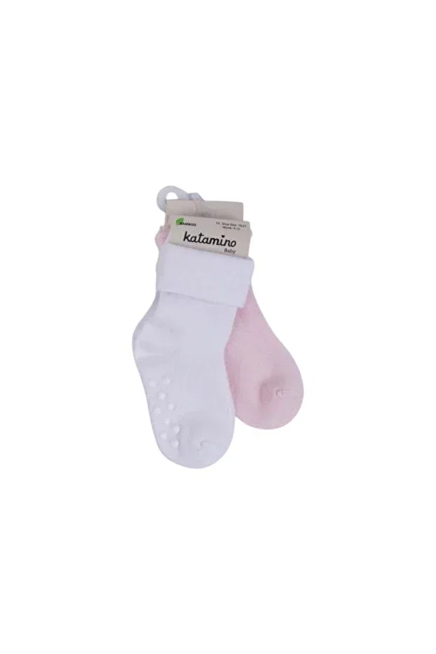 Детские носки для девочек хлопковые Monala abs'li 2'li kız modal baby socks 44091 Katamino, White