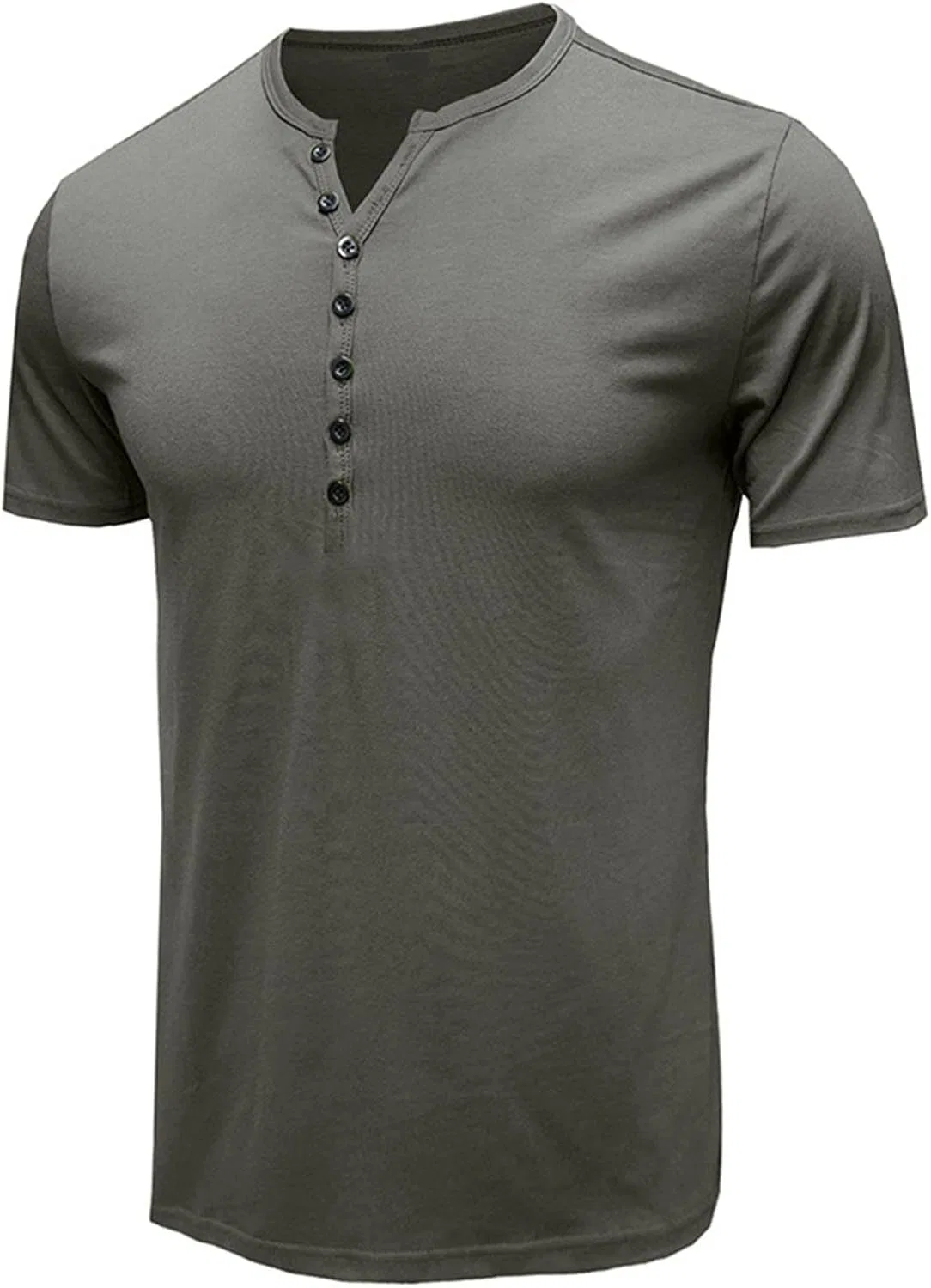 Мужская футболка хенли с вафельным узором Slim Fit, Grey — фото 2