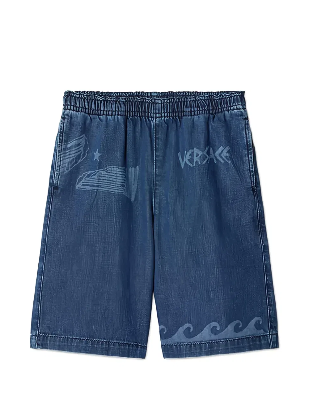 Джинсовые шорты Greca Wave Versace Kids, синий