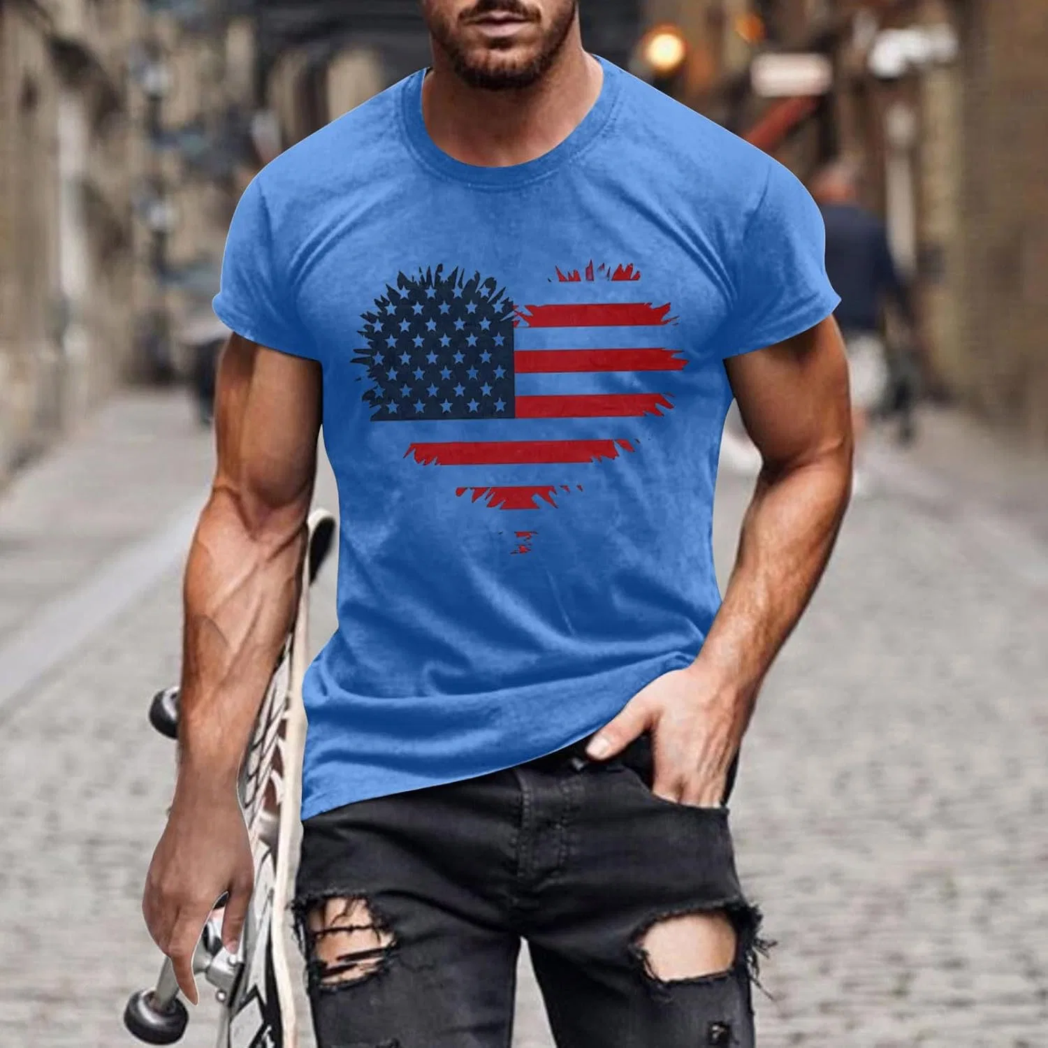 Мужская футболка с американским флагом Graphic Tees, Blue — фото 2