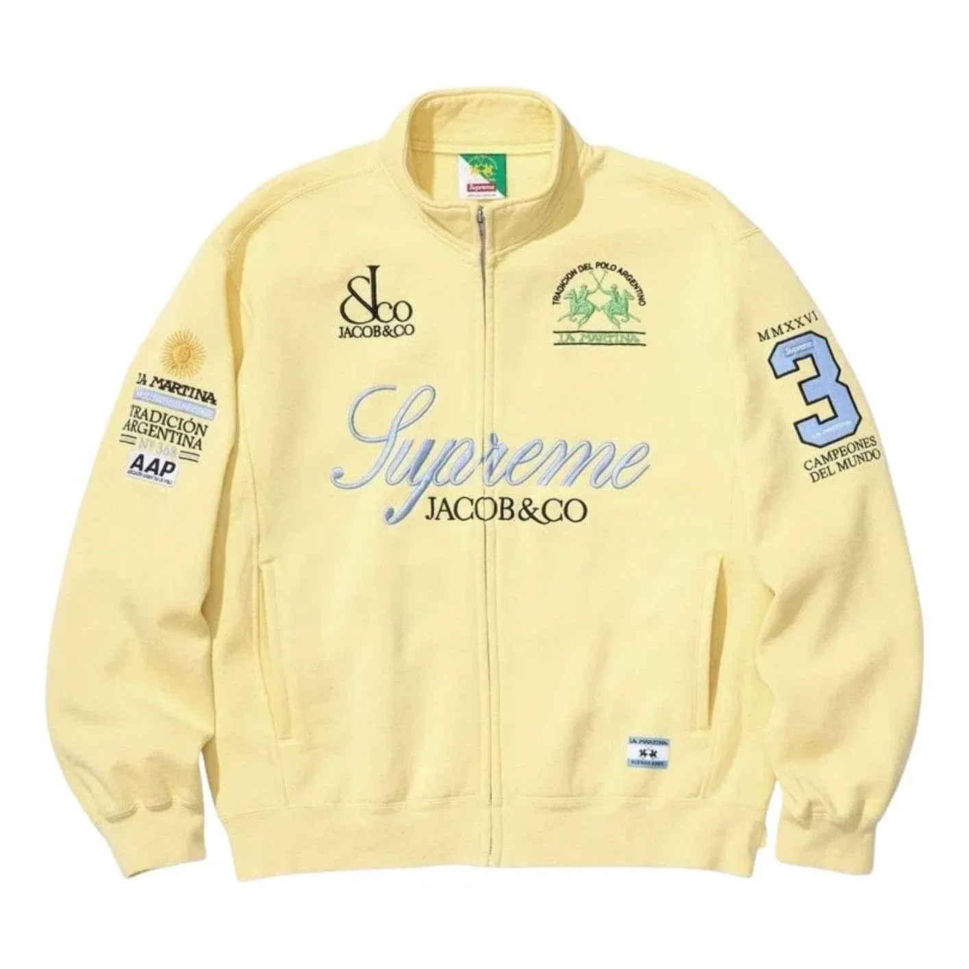 Мужская куртка-худи с молнией Supreme x La Martina, желтый