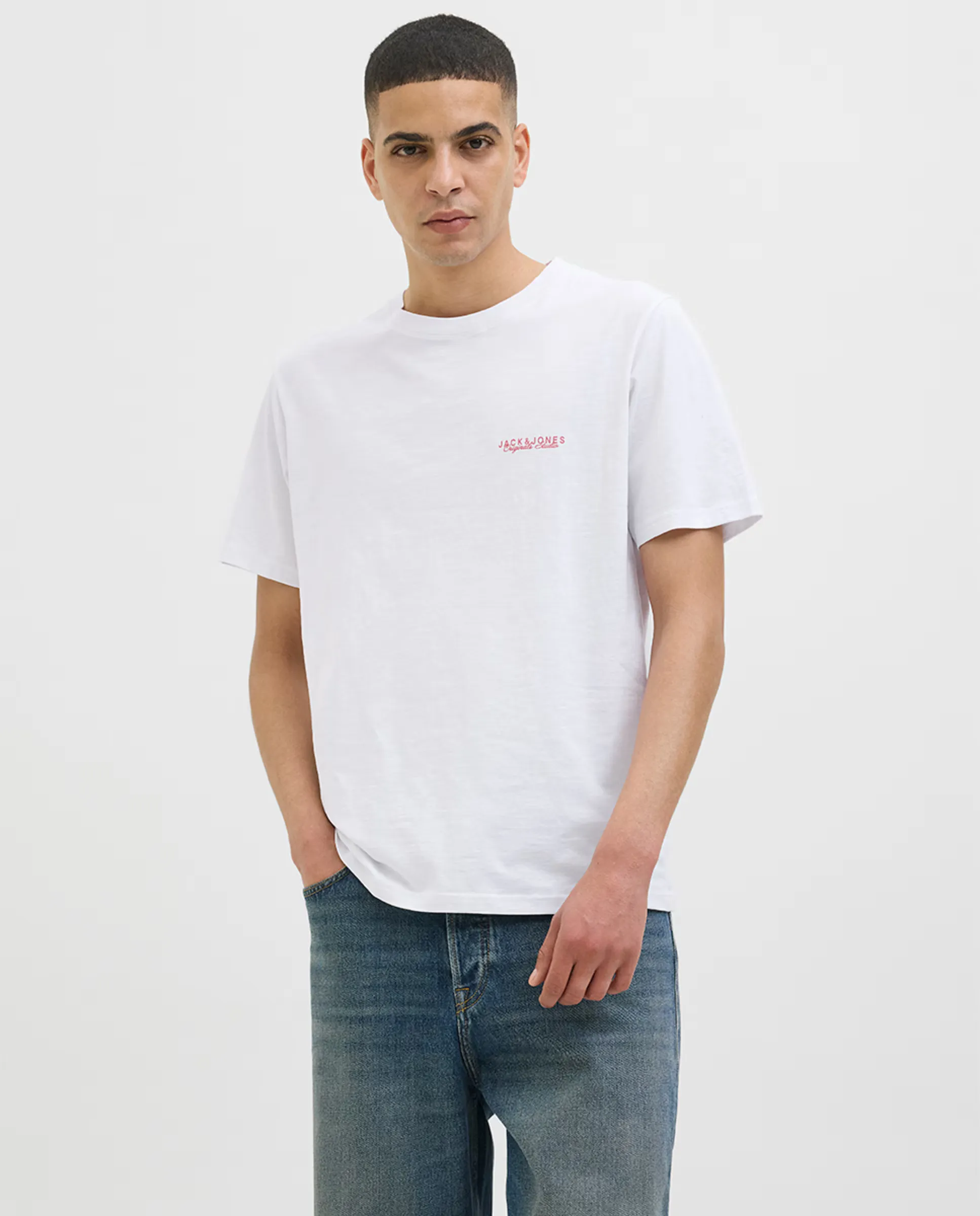 

Мужская футболка с коротким рукавом и принтом на спине Jack & Jones, белый
