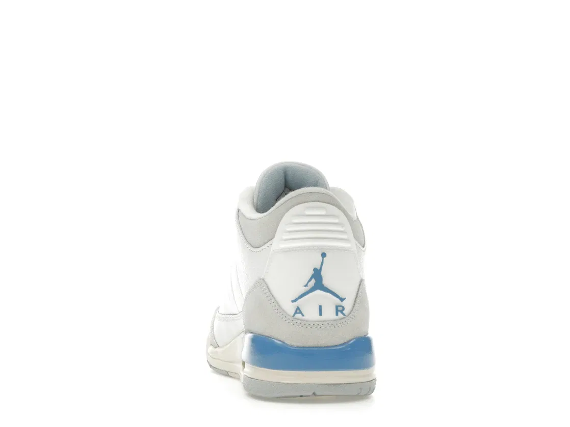Детские кроссовки для школьников с принтом Jordan 3 Retro Jordan, Summit White/Hydrogen Blue/Legend Blue/Photon Dust/Pure Platinum/Sail — фото 4