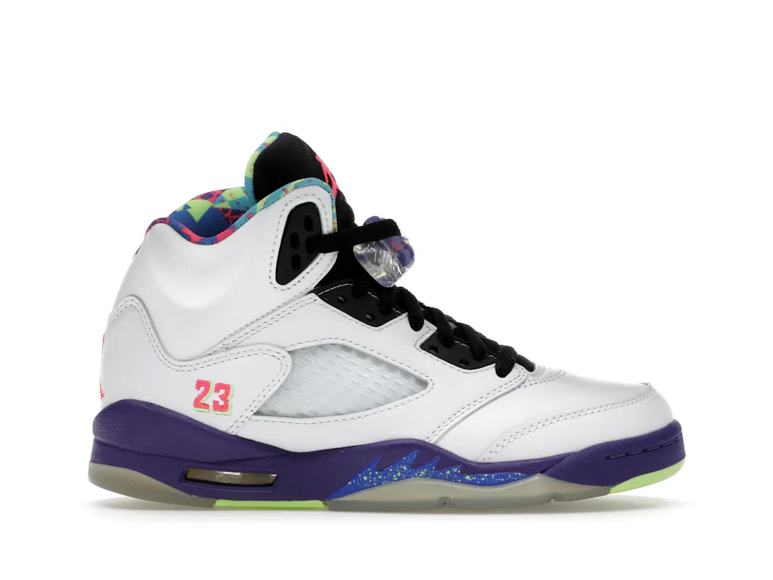 Детские кроссовки Lifestyle с контрастными деталями Jordan 5 Retro Jordan, White/Court Purple-Racer Pink-Ghost Green