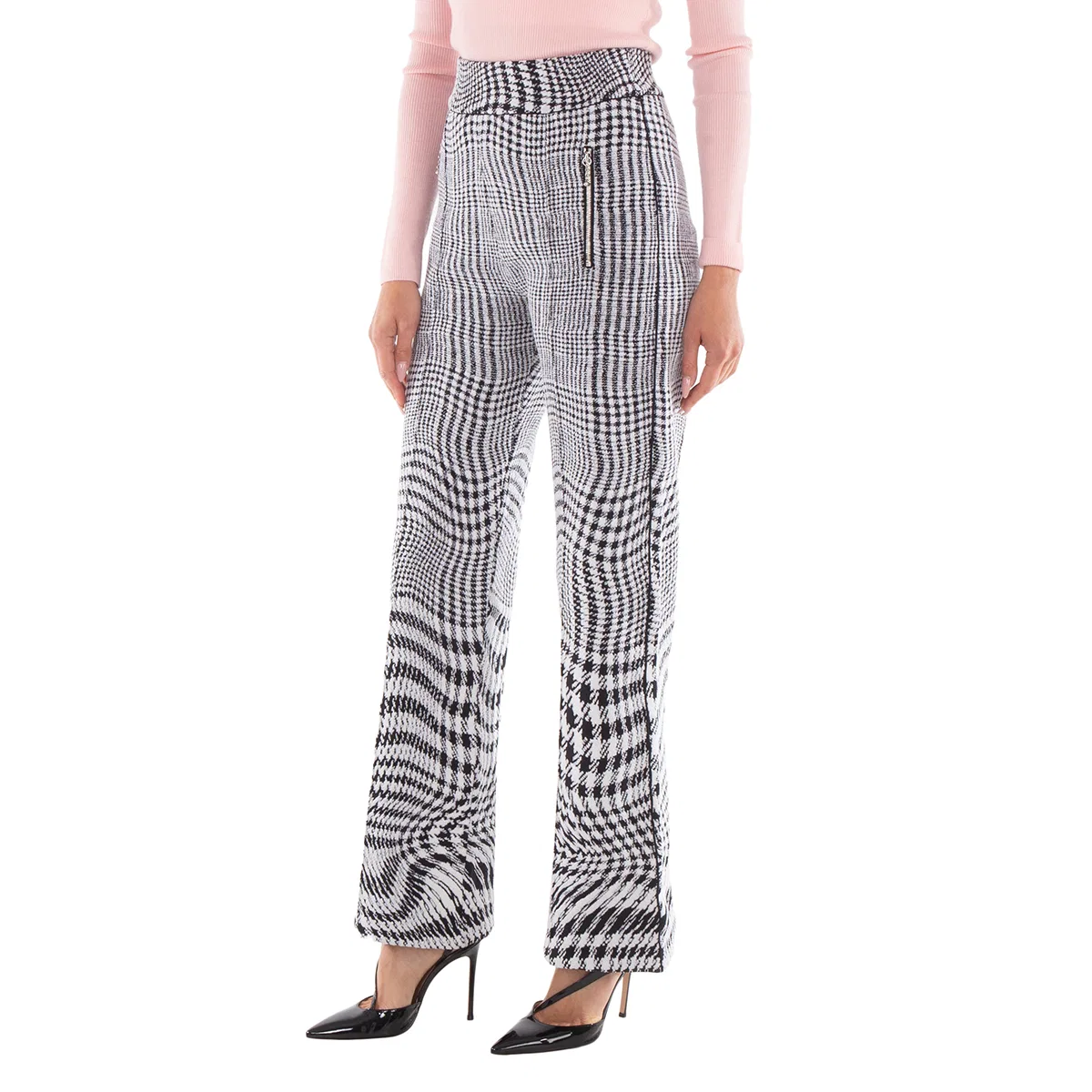 Брюки из шерстяной смеси с жаккардовым узором Warped Houndstooth Burberry, Monochrome Ip Pttn — фото 2