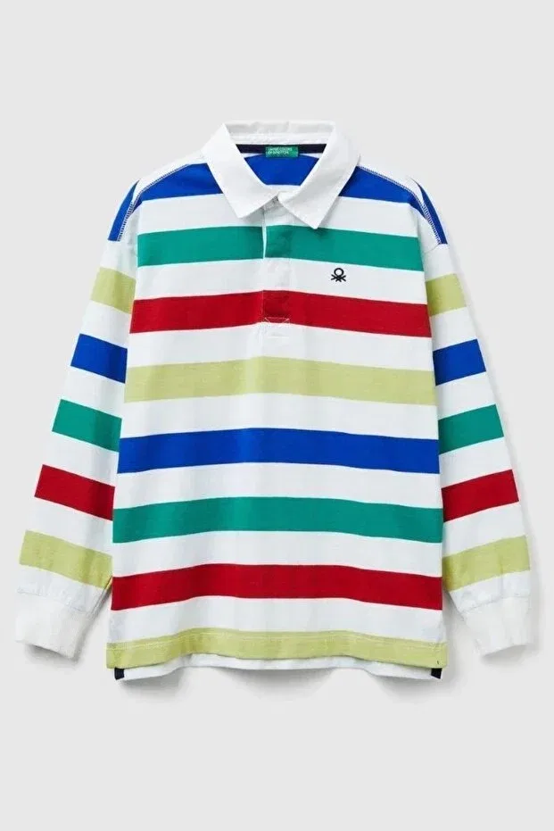 Детская футболка для мальчиков с принтом в полоску Benetton, White