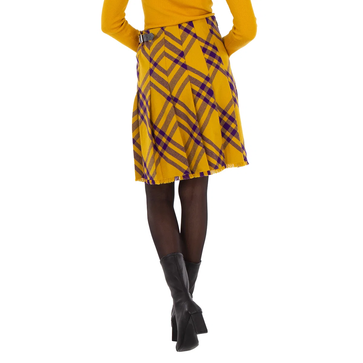 Юбка-килт с бахромой Check-Pattern Frayed Kilt Burberry, Pear Ip Check — фото 3