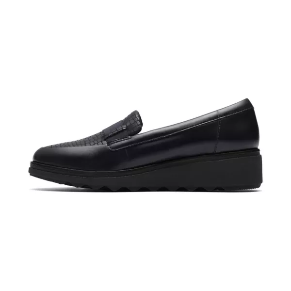 Женские кожаные лоферы Sharon Pace на клиновидном каблуке без шнуровки Clarks, цвет navy leather — фото 3