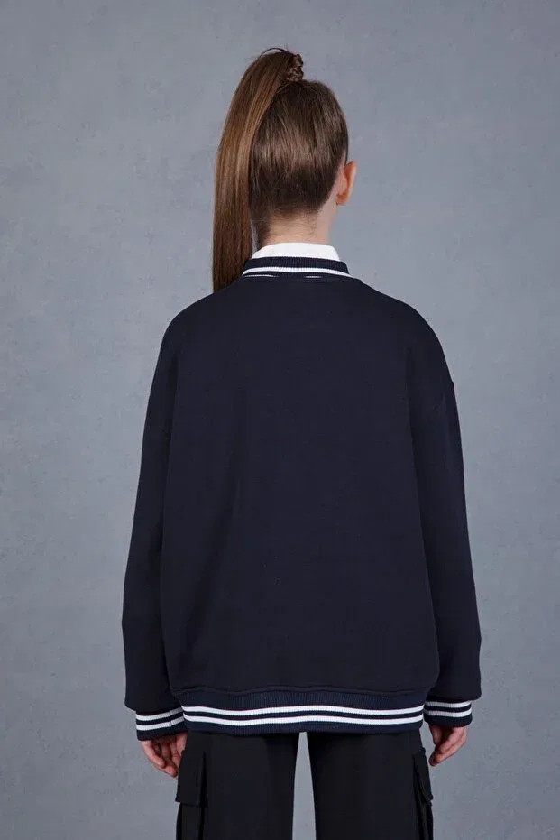 Детский кардиган с бомбер-воротником Shardonlu College Dmb Boys & Girls, Navy Blue — фото 3
