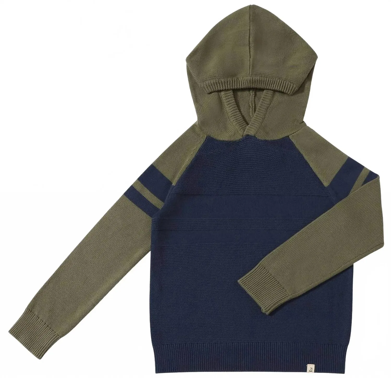 Детский свитшот с капюшоном в полоску Pedro ME & HENRY, Green/Navy