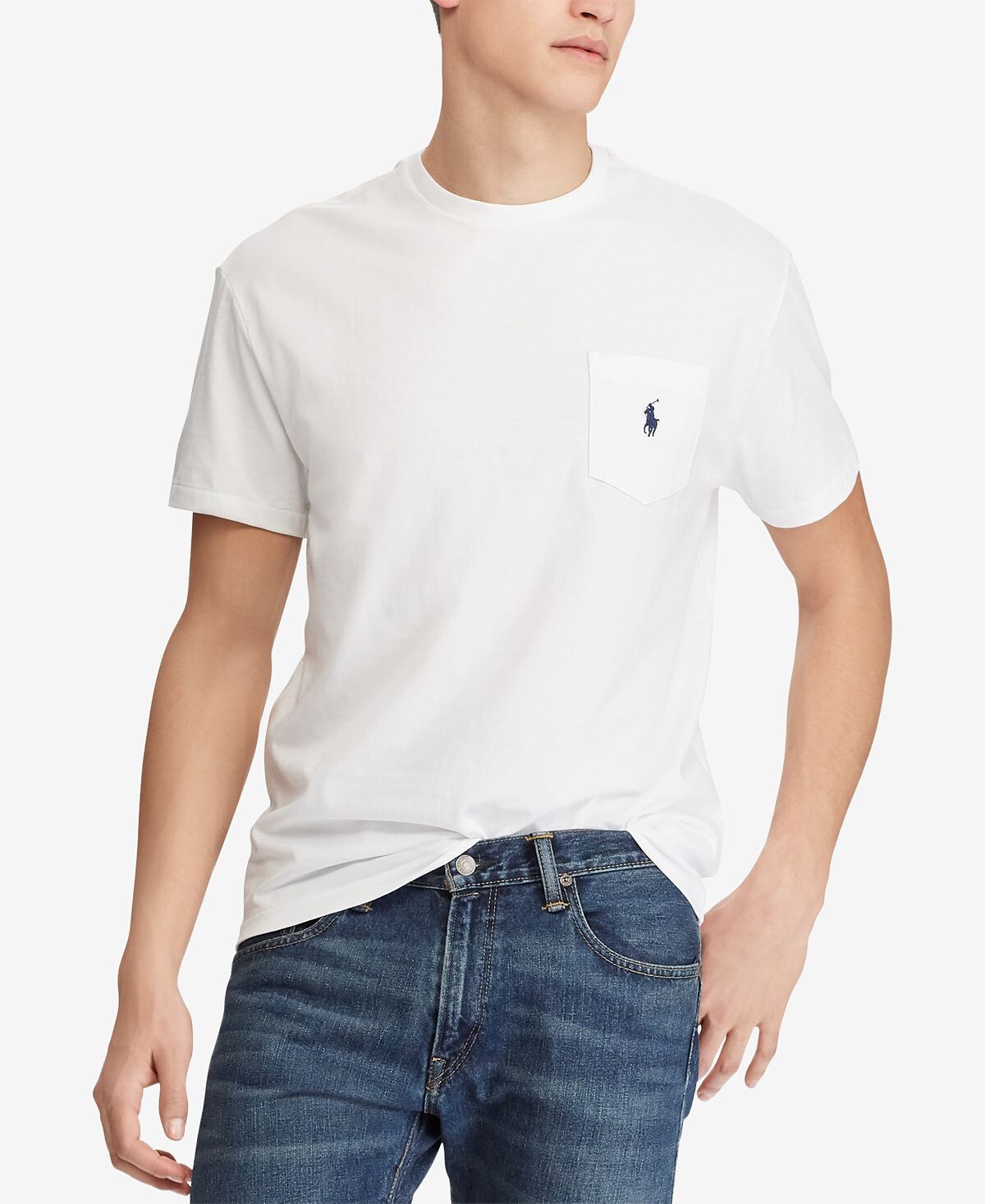 

Мужская классическая футболка с круглым вырезом и карманами Polo Ralph Lauren, белый