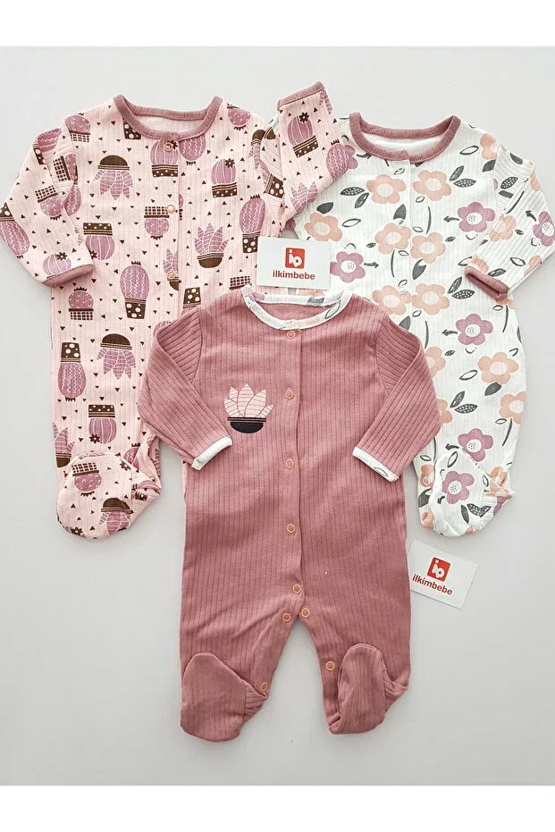 Детский комбинезон для девочек хлопковый комплект из 3 предметов Ib Ilkimbebe, Pink
