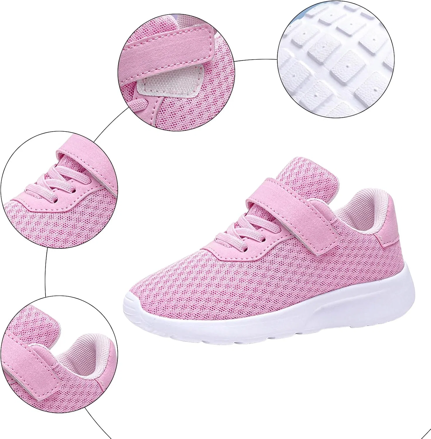 Детские кроссовки с сеткой для девочек и мальчиков, Pink — фото 4