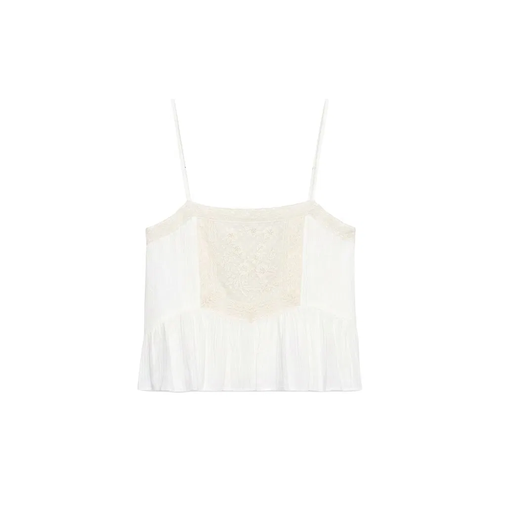Женская майка-камисоль с тонкими бретелями ZARA, Raw White