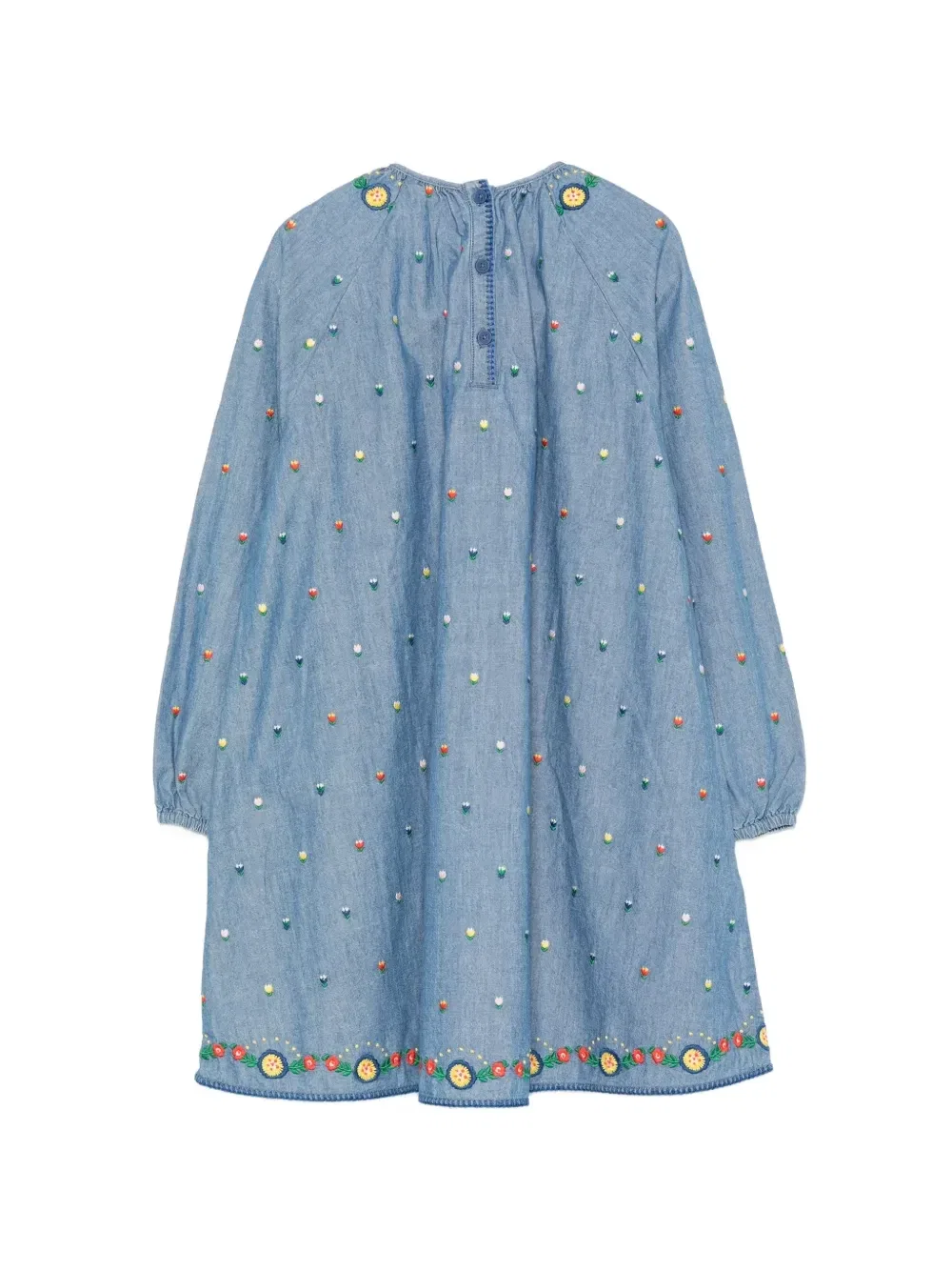 Джинсовое платье с цветочной вышивкой Stella Mccartney Kids, синий — фото 2