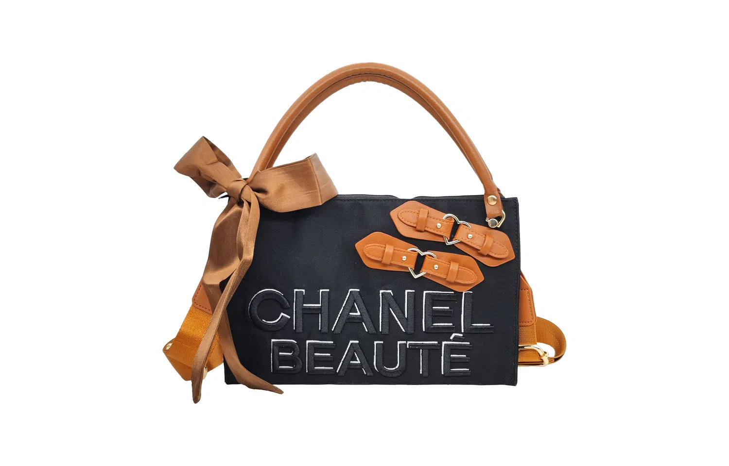 Косметичка из черной вышитой ткани, CHANEL, цвет Черный
