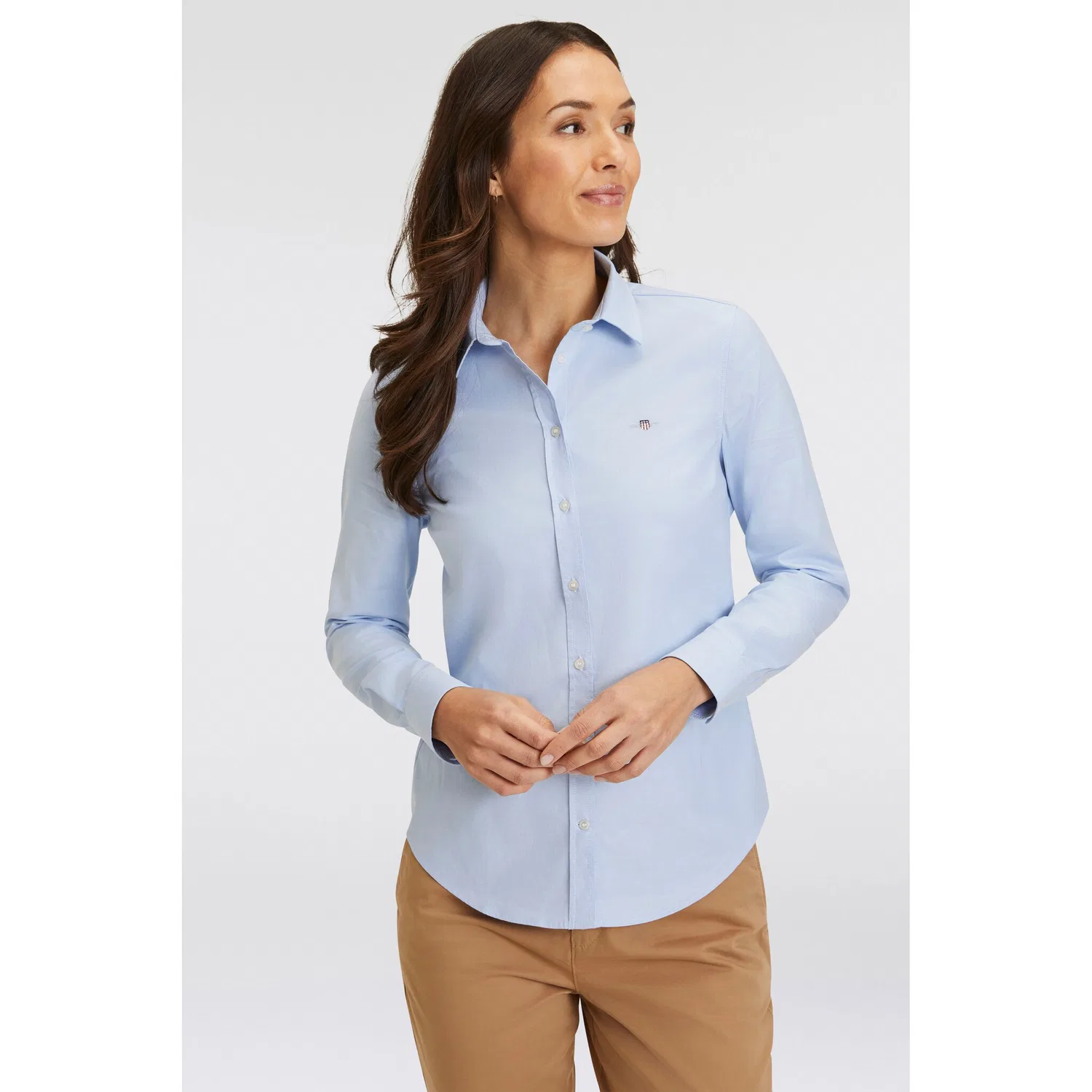 Женская блузка с длинным рукавом New Slim Stretch Oxford Gant, Light Blue
