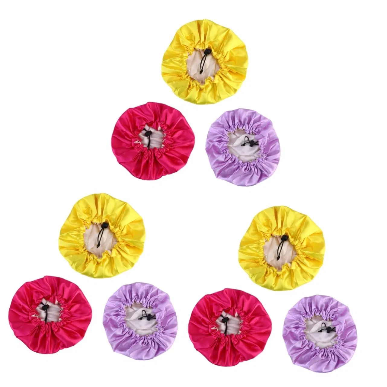 Набор детских шапочек для сна, Satin, 9 шт, 25x25 см, Yellow, Purple, Mei Rot Fomiyes