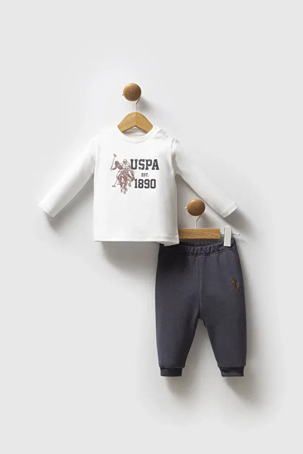 Детский комплект для мальчиков с принтом U.S. Polo Assn., Smoked — фото 2