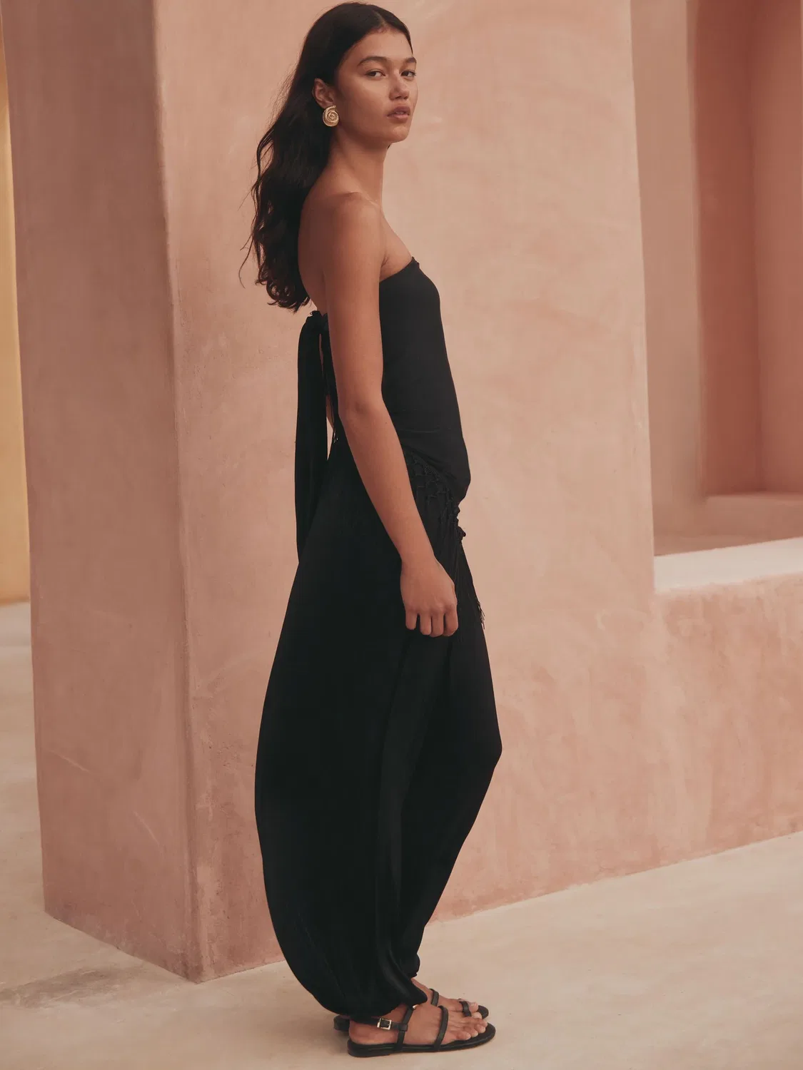 Брюки-баллоны с поясом и шарфом, Black Next — фото 4