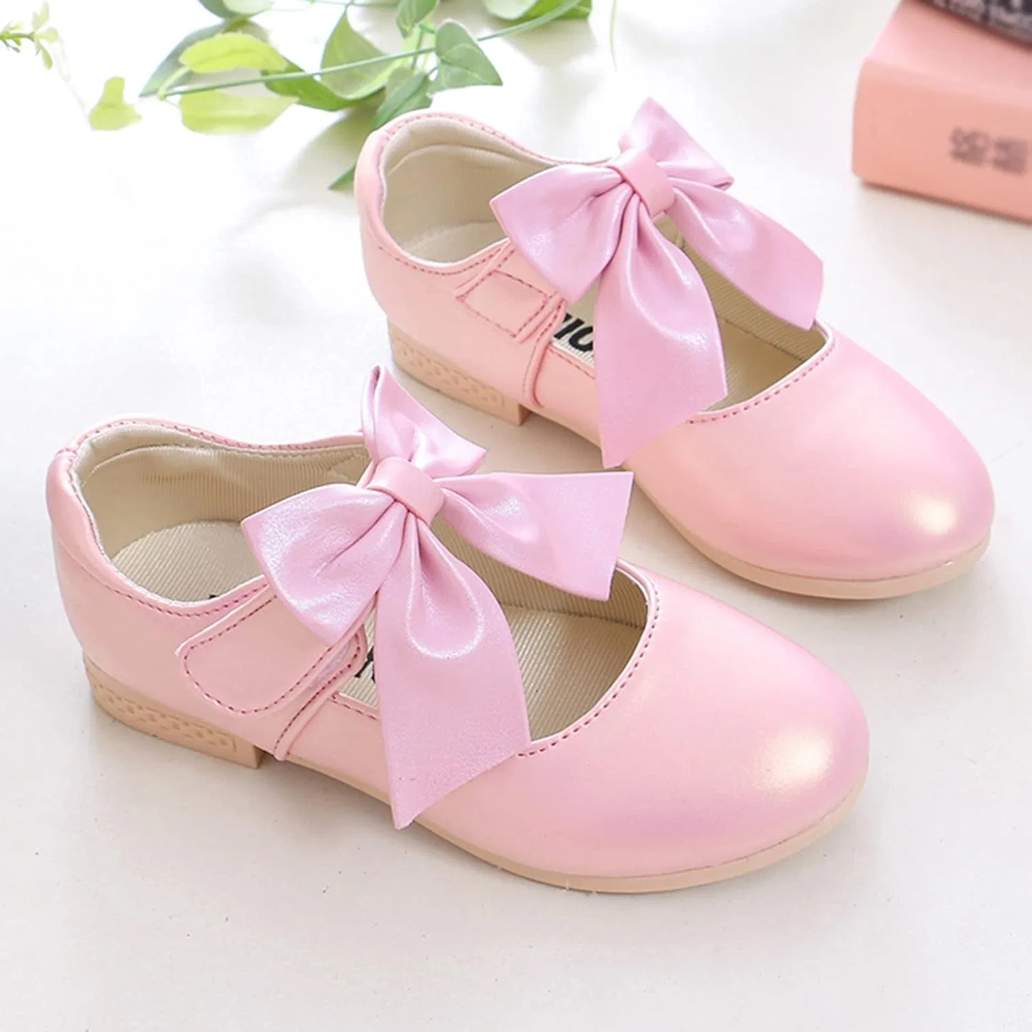 Детские балетки для девочек с бантом Mary Jane Flats, Pink — фото 4