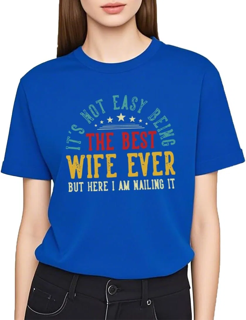 Женская футболка с принтом Letter Print Generic, Sapphire Blue