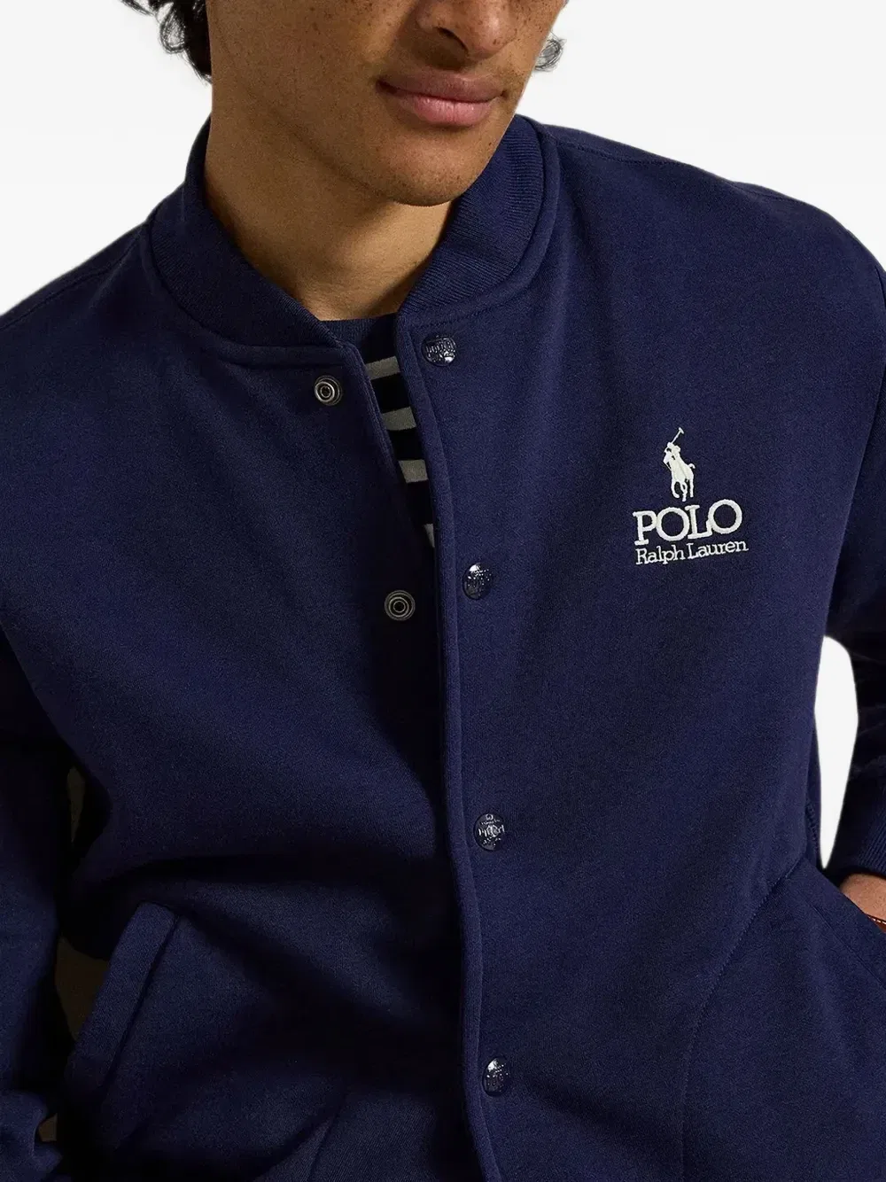 Свитер на пуговицах с вышитым логотипом Polo Ralph Lauren, синий — фото 3