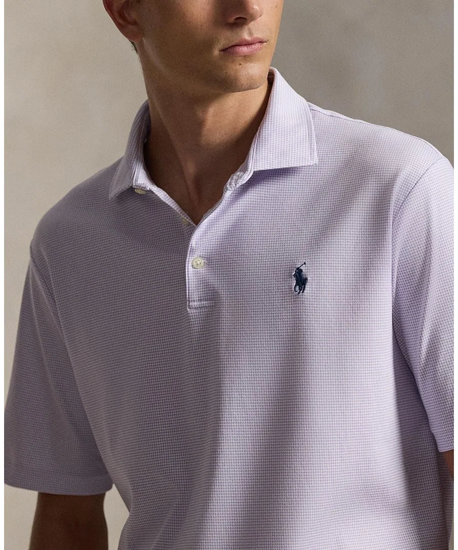 Мужское поло классического кроя с принтом в клетку Polo Ralph Lauren, Fairway/Powder Purple — фото 3