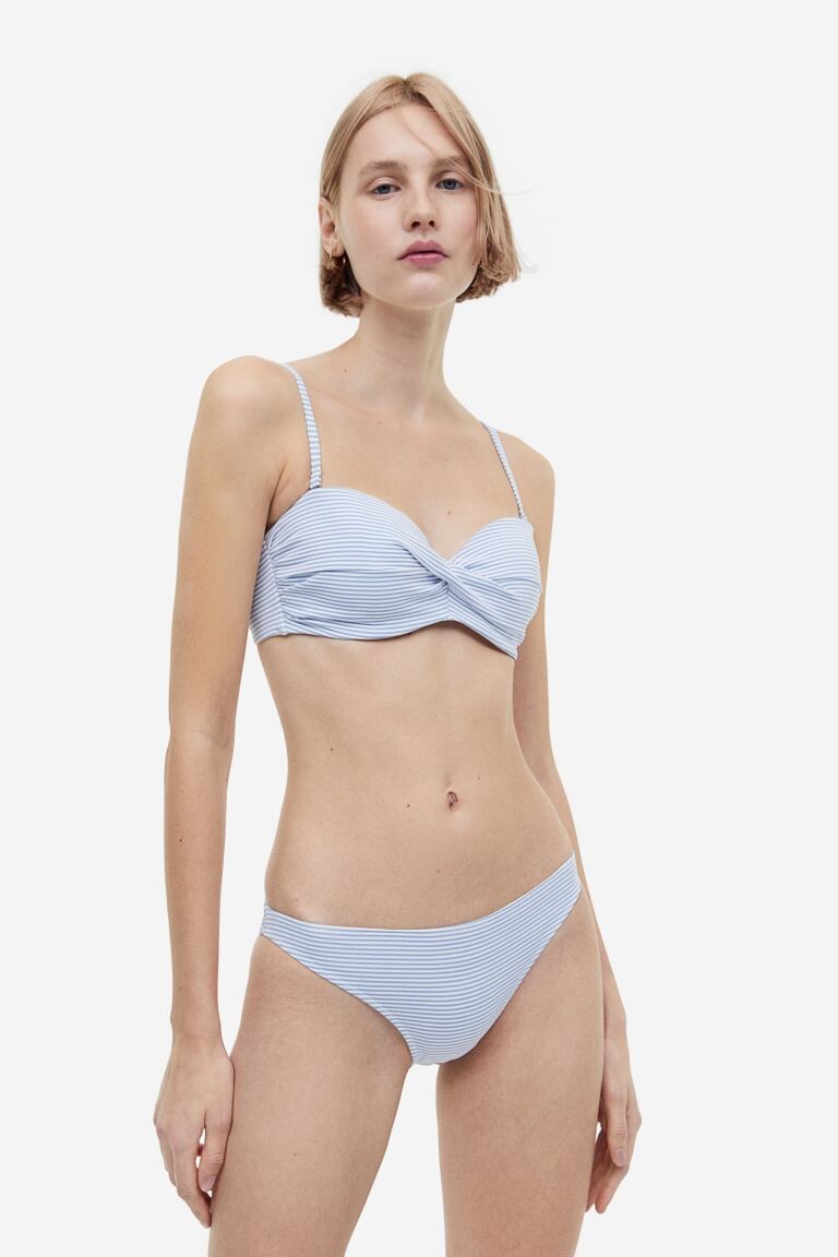 

Верх бикини балконет H&M, светло-голубой/белый в полоску