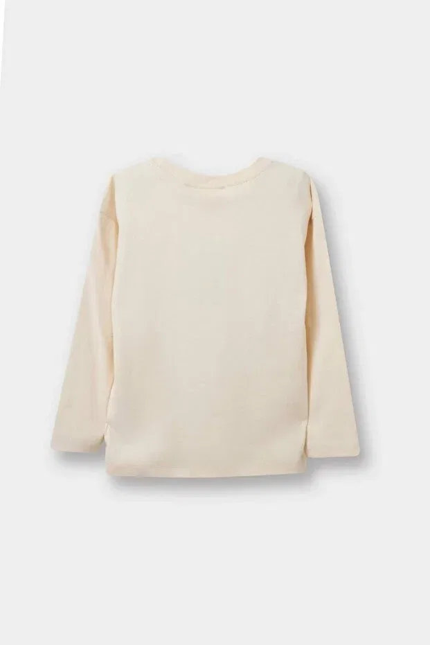 Детская футболка с длинным рукавом с принтом Defacto, Beige-Bg744 — фото 4