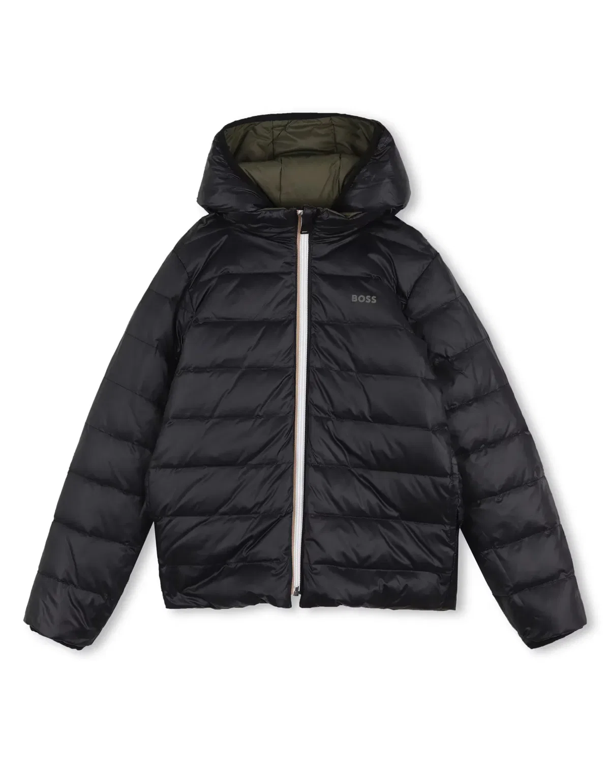 Детская куртка для мальчиков стеганая с капюшоном BOSS Kidswear, Verde — фото 3