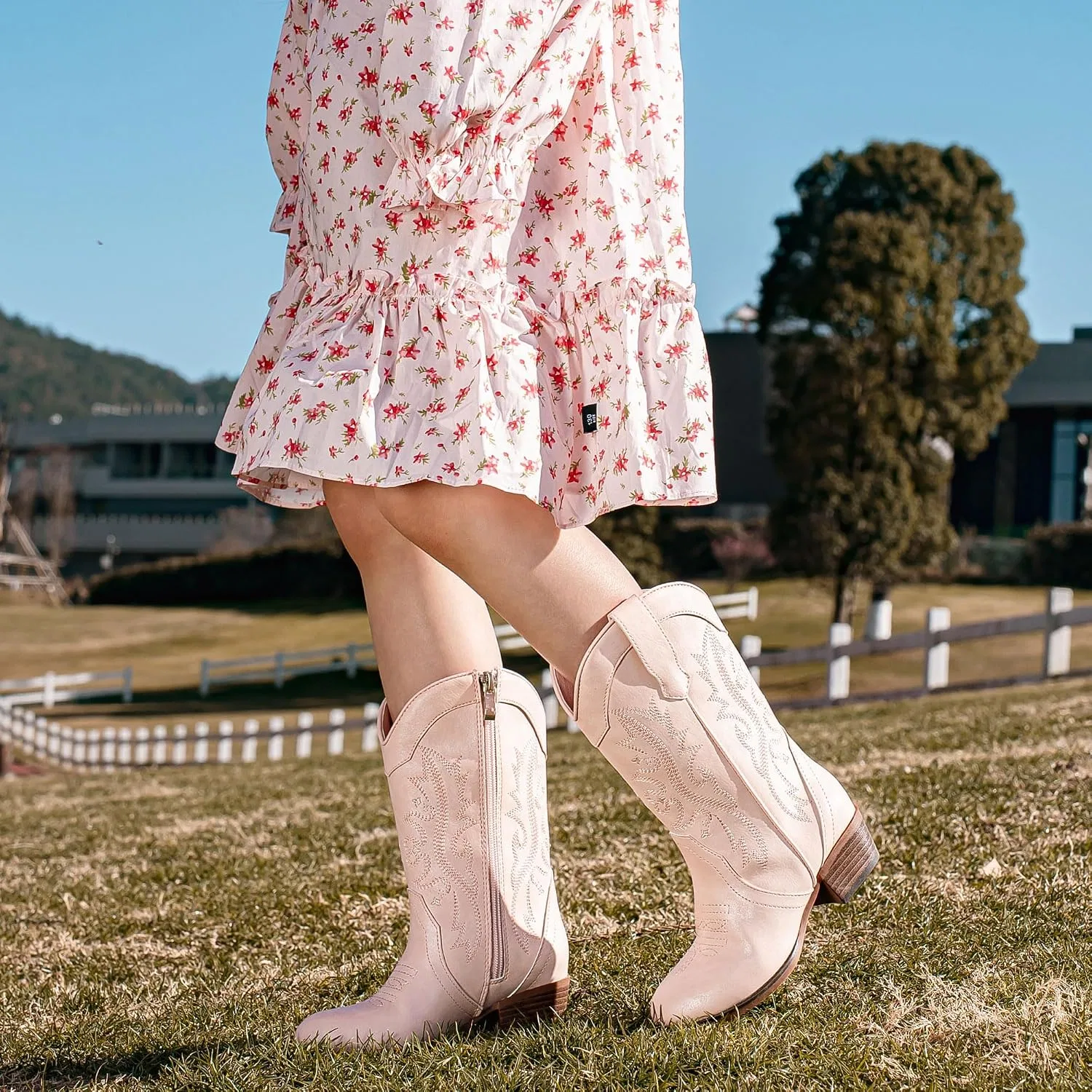 Детские сапоги для девочек с принтом ковбойским Motasha, Light Pink — фото 2