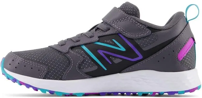 Детские кроссовки для бега с бунге-шнуровкой Fresh Foam 650 V1 New Balance, Magnet/Electric Indigo/Cosmic Rose — фото 2