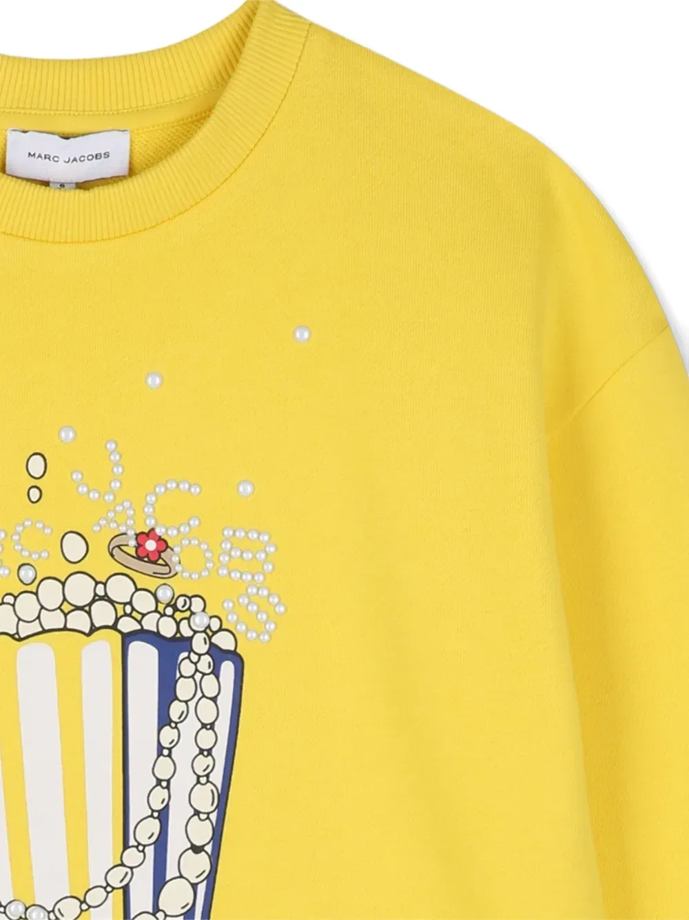 Свитер с искусственным жемчугом и принтом Marc Jacobs Kids, желтый — фото 3