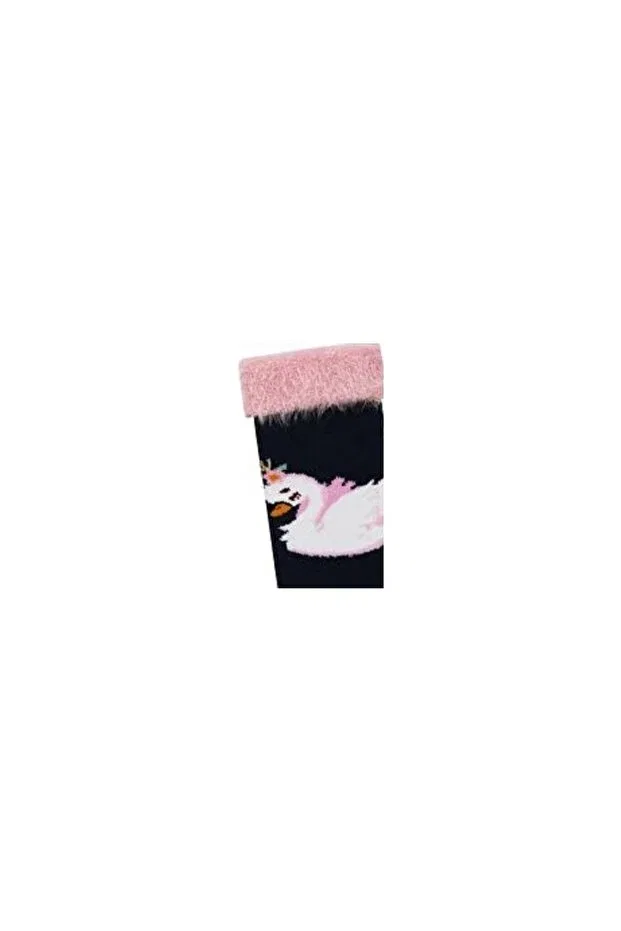Детские носки для новорожденных с принтом Fringed Swan Patterned Towel Semoor, Cream-Black-Navy Blue — фото 3