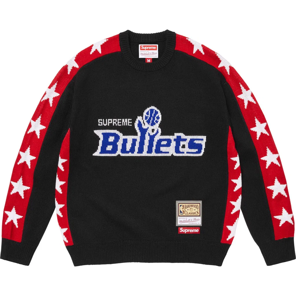 Свитер Supreme X Mitchell Ness SS26 с круглым вырезом, черный