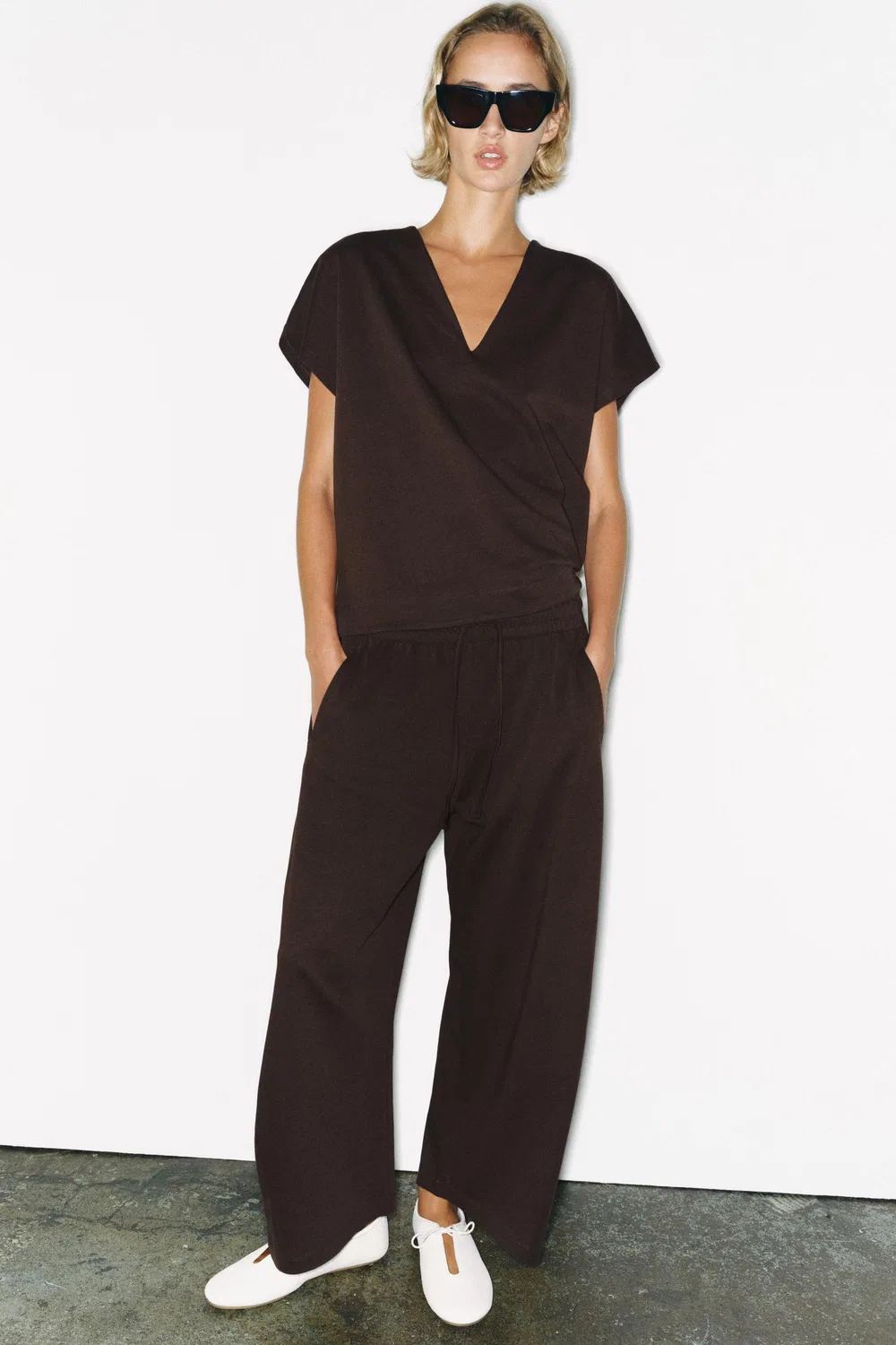 Брюки прямого типа ZARA, Brown