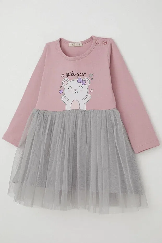 Детское платье для девочек с принтом Happy Teddy Bear Breeze, Lilac — фото 3