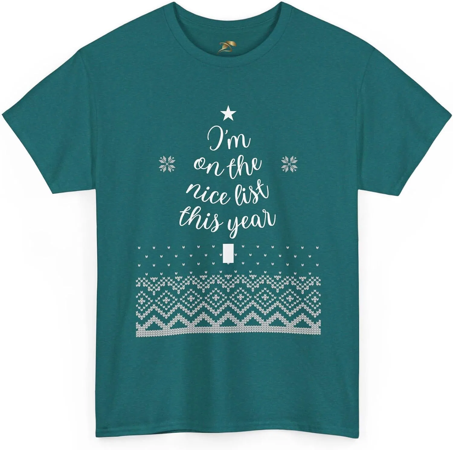 Женская футболка с принтом Nice List Christmas Tree Tee, Antique Jade Dome — фото 3