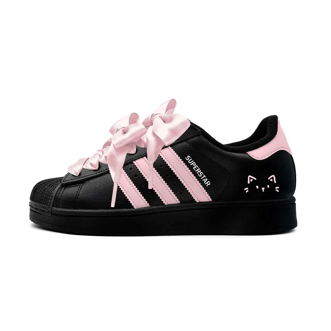 Детские кроссовки с ракушечным мысом Superstar 2 Adidas Originals, Black Pink — фото 3
