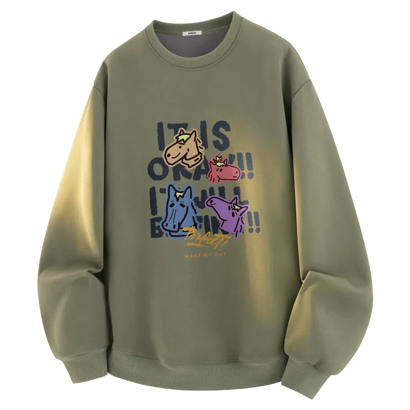 Детский свитшот утепленный Thermal Island Velvet MINISO, Gray Pea Green