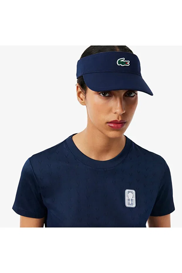 Футболка Lacoste Slim Fit Crew Neck Patterned, темно-синяя — фото 2