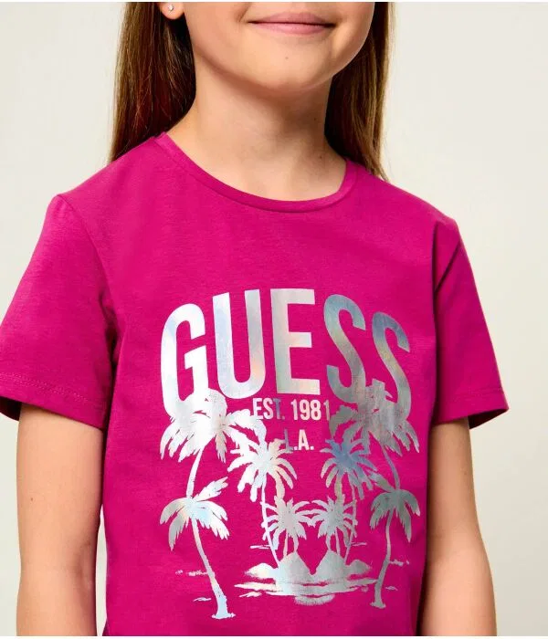 Детская футболка с круглым вырезом Guess, Fuxia — фото 4