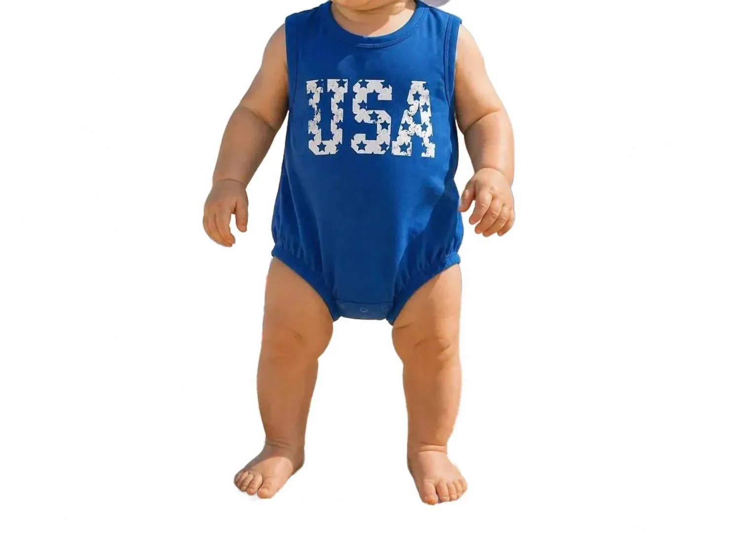 Детская майка без рукавов с принтом Distressed USA Tank Bubble Birdie Bean, Navy Blue