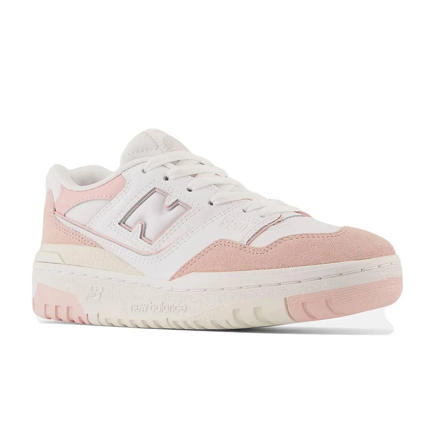 Детские кроссовки с круглым носом 550 New Balance, White/Pink — фото 3