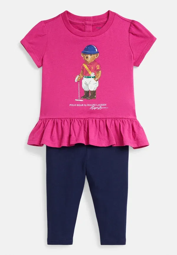 Комплект футболка и леггинсы с принтом Polo bear, Jersey, Polo Ralph Lauren, College Pink, розовый