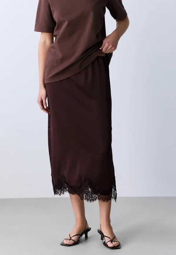 Юбка plain A-line skirt Next, chocolate brown, коричневый/шоколадный
