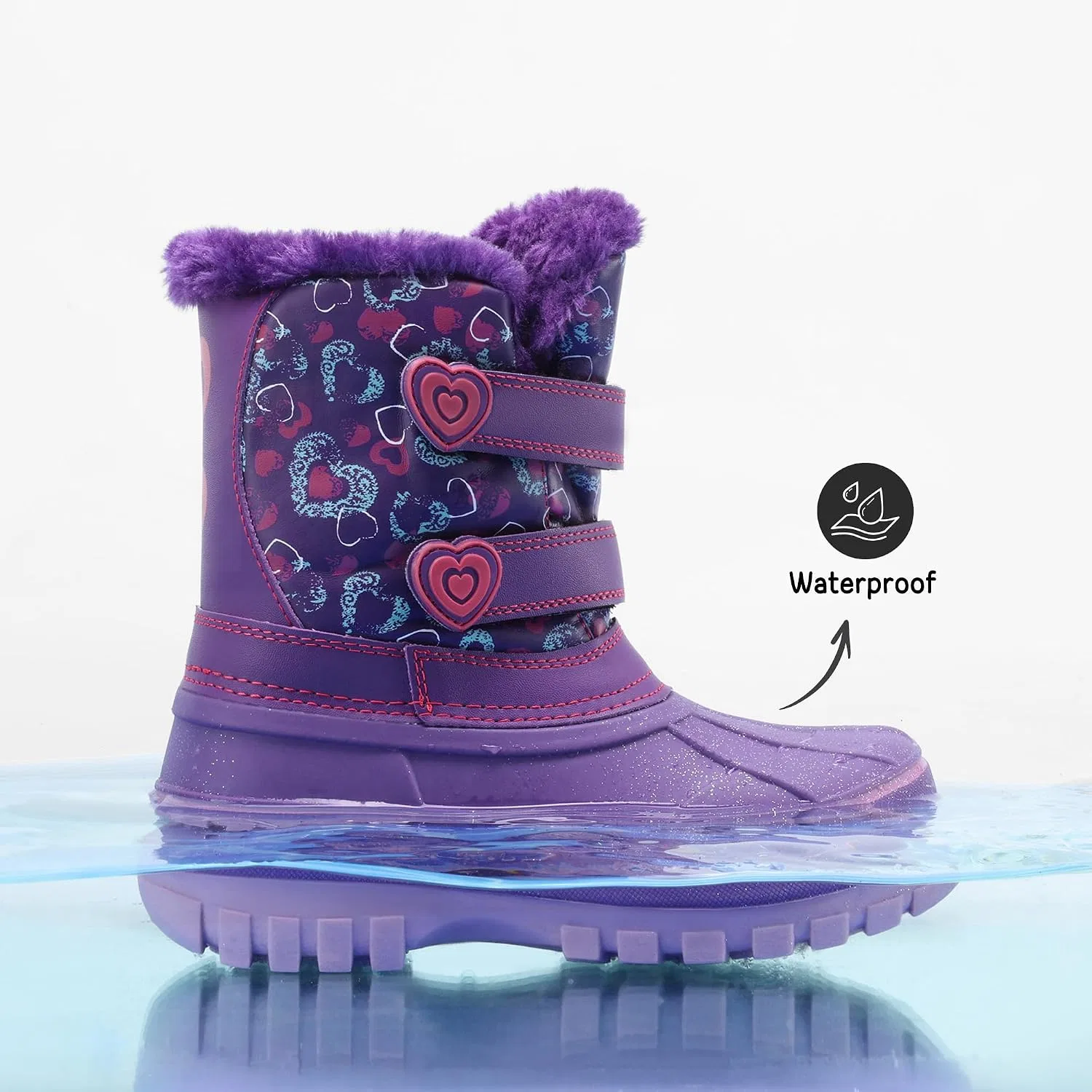 Детские зимние водонепроницаемые снежные ботинки DREAM PAIRS, Purple — фото 3