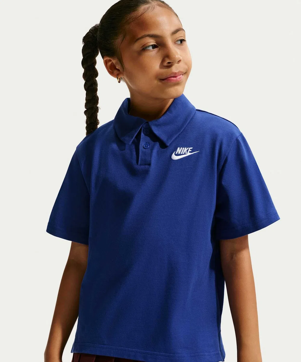 Детская футболка-поло с коротким рукавом хлопковая Nike Sportswear Club, Deep Royal Blue — фото 2