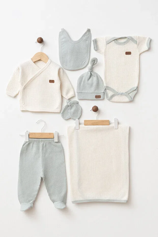 Детский набор боди для новорожденных 7 предметов Kuzenler Bebe, Mint